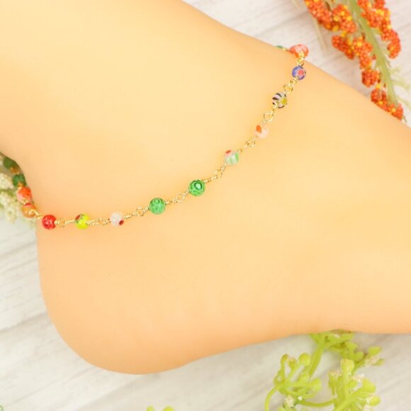 "Handmade Anklet – Elegant & Delicate Jewelry for Women | UNVRC1403 - Picture 7 of 10